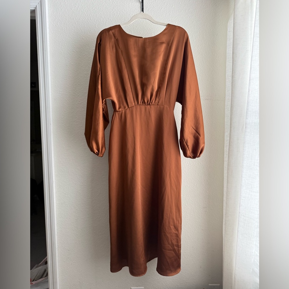 Sugarlips Chic Rust Long Sleeve Dress XS midi